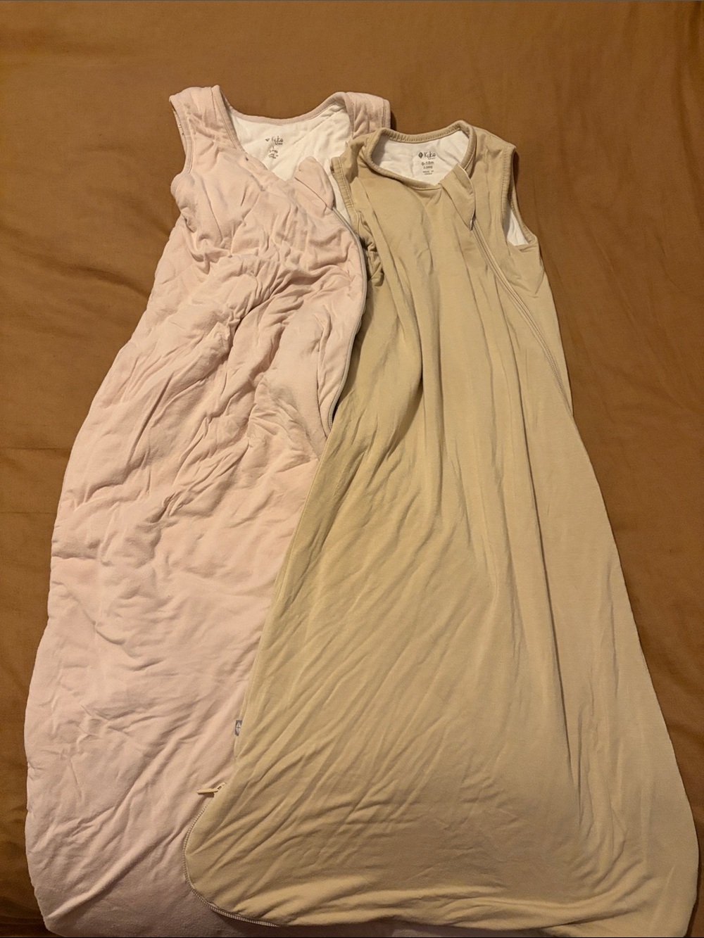 Sleeveless Baby Sleep Sack Dress - Blush Pink and Beige